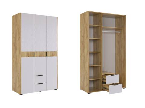 Шкаф трехдверный Адам дуб крафт золотой/белое дерево