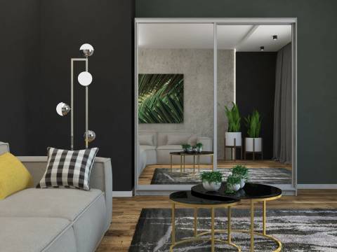 Шкаф-купе Ксения 1400 зеркало/зеркало серый