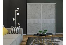 Шкаф-купе Ксения 1600 узкая рельефная вставка МДФ Каспий светлый