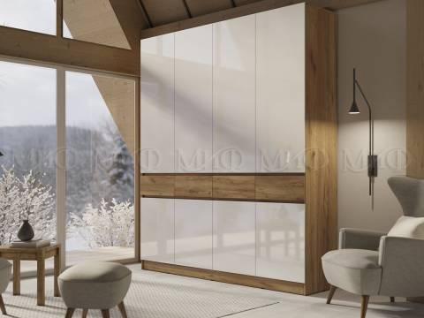 Шкаф 4-х створчатый Роджина Белый глянец