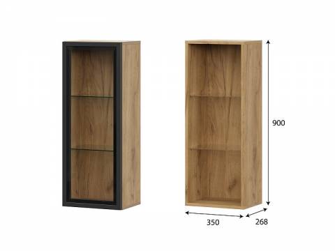 Шкаф навесной со стеклом Милан Дуб Золотой