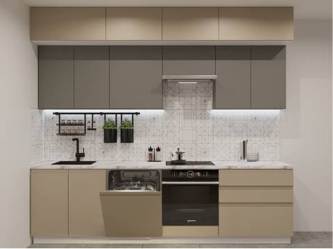 Кухонный гарнитур арт 45 Лайн Обсидиан Пикрит 2800 мм