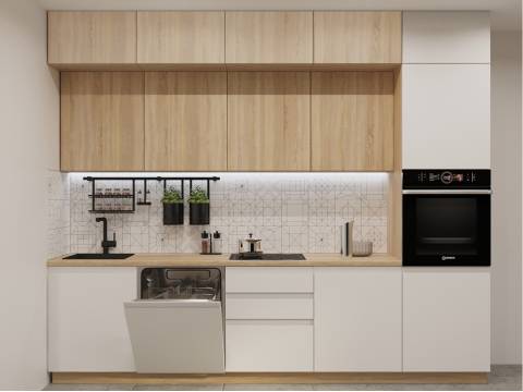 Кухонный гарнитур арт 57 Лайн Дуб сонома Тальк 3000 мм