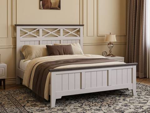 Кровать Грация-5 1600 Льняной с карнизом Дуб коньяк