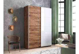 Шкаф-купе Прайм 2-х дверный 1400 ДСП/Стекло Белое Крафт табачный