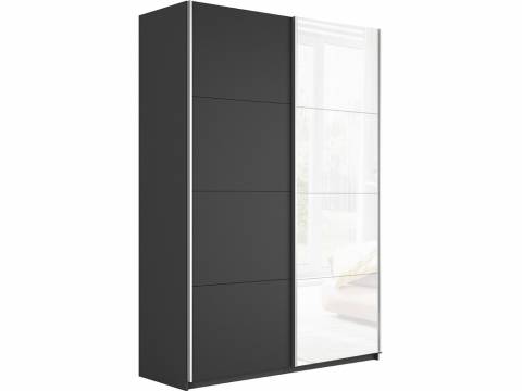 Шкаф-купе Прайм 2-х дверный 1600 ДСП/Стекло Белое Серый Диамант