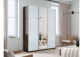 Шкаф-купе Прайм 3-х дверный 2100 два Стекла Белые/Зеркало Венге
