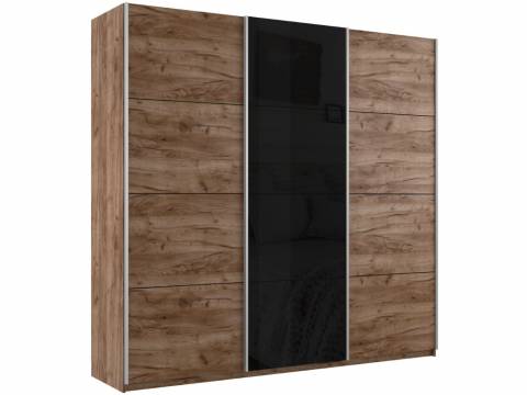 Шкаф-купе Прайм Широкий 3-х дверный два ДСП/Стекло Черное Крафт табачный