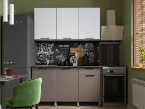 Кухня Хилтон 1500 МДФ Клен Белый/Клен Серый без столешницы