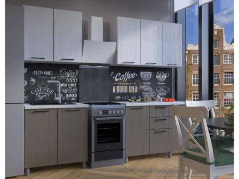 Кухня Хилтон 2000 без стекла МДФ Клен Белый/Клен Серый без столешницы