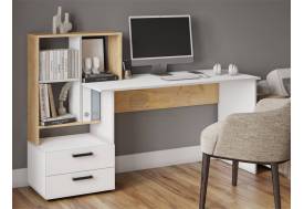 Стол компьютерный СКМ-5 дуб крафт золотой/белый