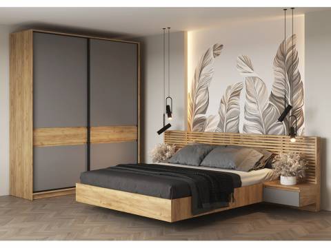 Спальня Бостон ЛДСП серый шифер со шкафом купе