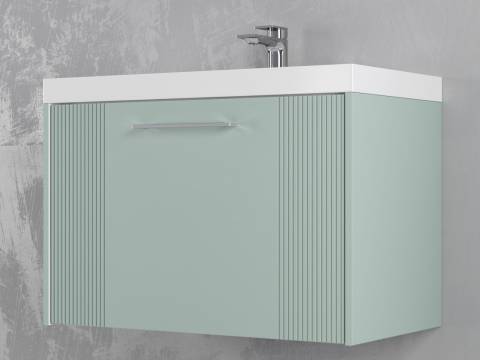Тумба Альба 80 подвесная 1 ящик раковина Слим 80 мята