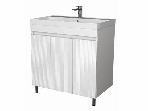 Тумба Куба Риф 80 напольная 3 двери белый раковина Комфорт 80