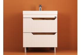 Тумба Леон Риф 60 напольная 2 ящика раковина Океан 60 солярис/белый риф