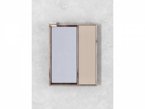 Шкаф-зеркало Рица 60 со светильником правый cерый/керамика