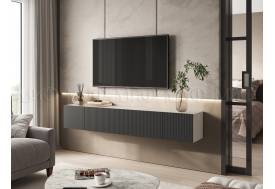 Тумба под ТВ 2000 Оскар Графит Софт, Дуб Крафт Белый