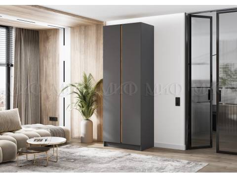 Шкаф двухстворчатый Келвин (800) Графит-вставка дуб крафт