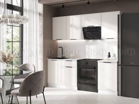 Кухня Николь 2100 мм Холст белый