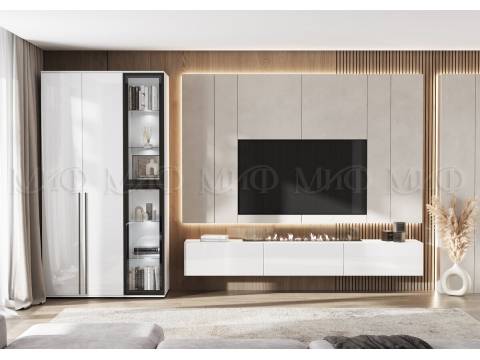 Модульная гостиная Норд Белый глянец