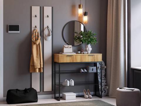 Прихожая Мебельсон К20 кашемир/дуб крафт золотой