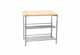 Банкетка малая (обувница) кожзам бежевый, ножки серые