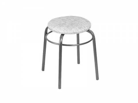 Табурет круглый Эконом 22 Б с кольцом кожзам мрамор/серый