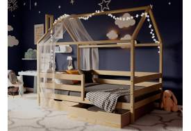 Кроватка-Домик без покраски 80х190 см с ящиками