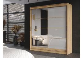 Шкаф-купе Гранд-1 2000 Дуб Вотан-двери Зеркало-Лакобель белый