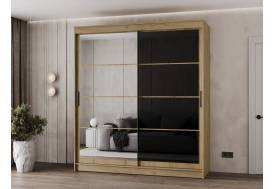 Шкаф-купе Гранд-1 2000 Дуб Вотан-двери Зеркало-Лакобель черный