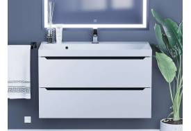 Тумба с раковиной Uperwood Tanos матовая белая/графит 90 см