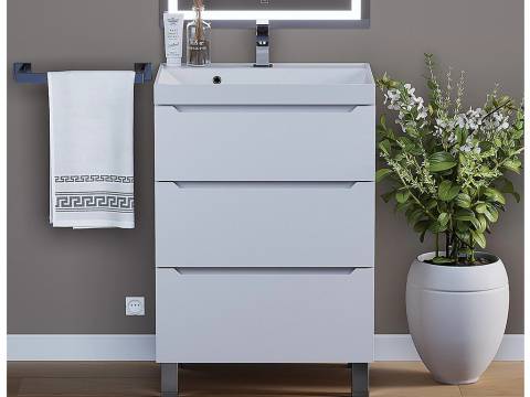 Тумба с раковиной Uperwood Tanos 3 ящика напольная 60 см белая