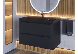 Тумба с раковиной Uperwood Tanos-Classic Quartz черная/уголь 80 см