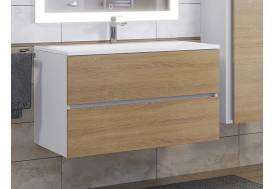 Тумба с раковиной Uperwood Barsa 90 см раковина белая-тумба белая/дуб сонома