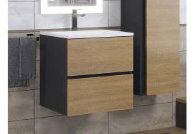 Тумба с раковиной Uperwood Barsa 50 см раковина белая-тумба черная/дуб сонома