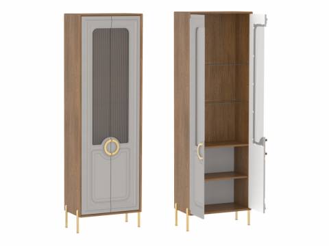 Пенал со стеклом Палермо Дуб Каселла коричневый