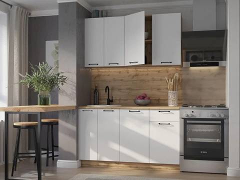 Кухонный гарнитур Хелмер 1400 мм ЛДСП Вотан/Белый