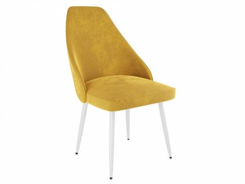 Стул Милан велюр желтый ножки белые