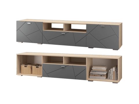 Тумба под ТВ 1ящик 2 двери Скайлайн графит